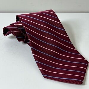 Brooks Brothers Stain Resistant Elegant Striped Tie in Burgundy and Blue